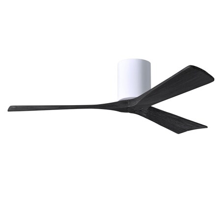 Matthews Fan Co Irene-3H Flush Mounted 52 Ceiling Fan In White And Matte Black Blades" IR3H-WH-BK-52